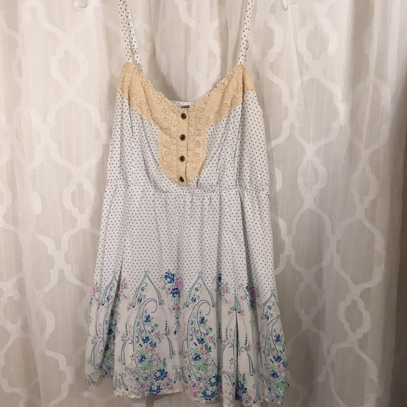 $18/2+ Free People Dress Floral Dot Strappy Lace - Picture 2 of 8